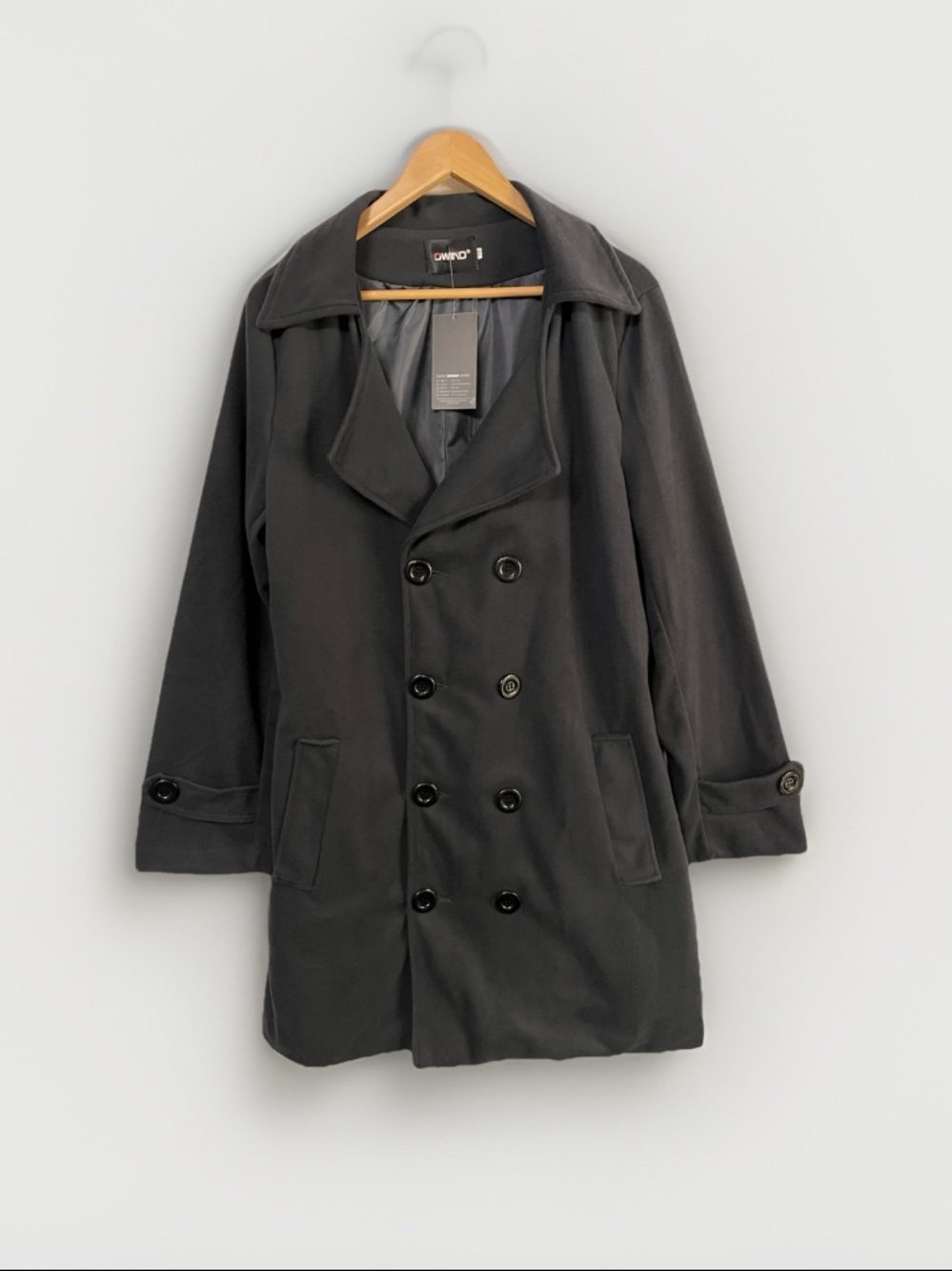 Womens 3X Black Double Breasted Overcoat Pockets New